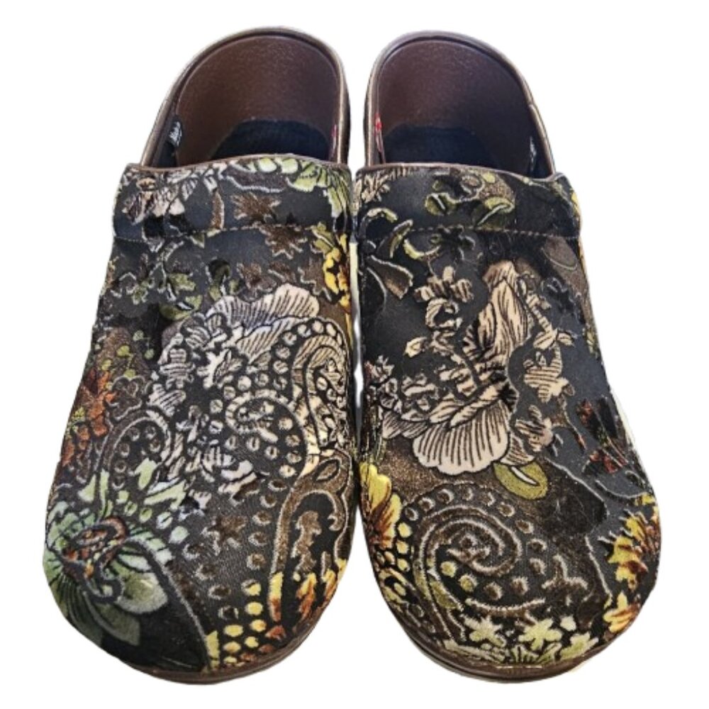 Sanita Womens Brown Floral Paisley Tapestry Velvet Clog Shoes Sz 7 - Picture 12 of 12